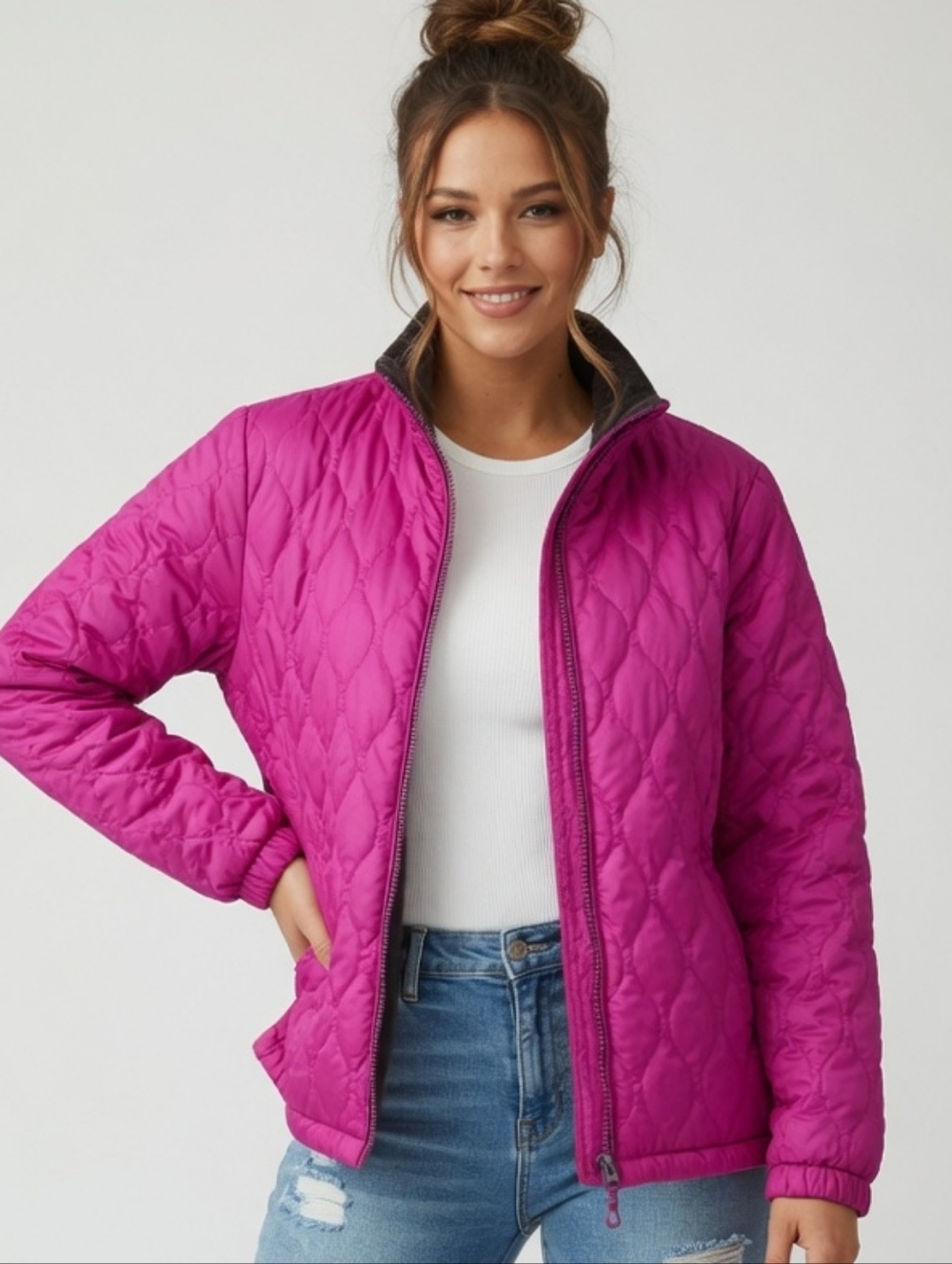 ZeroXposur Women's Fuchsia Quilted Puffer Jacket (SIZE:XL)